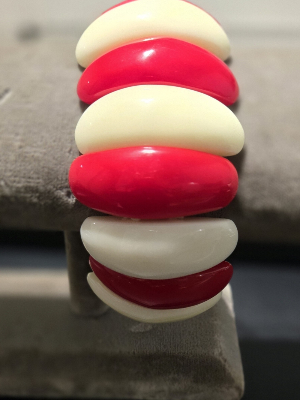 Vintage Red and Cream Chunky Bracelet